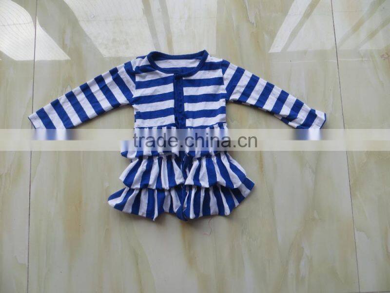 2015 summer blue and white cotton long sleeves with ruffle Stripe thin coat YW-036