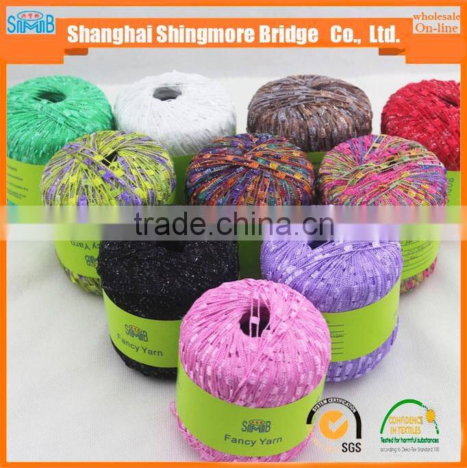 fancy yarn manufacturer hot sales oeko tex 100 quality nylon polyester lurex ladder yarn with 50 gram balls