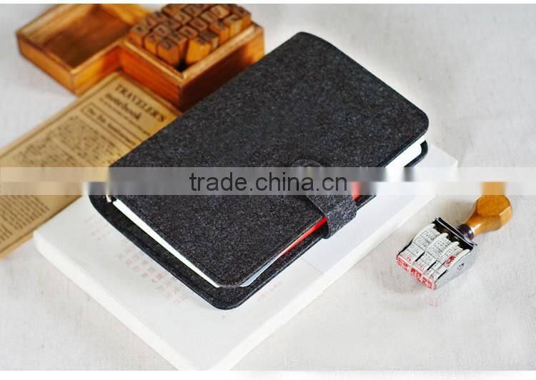 Novel logo custom shorthand spiral binding journal diary notebook and felt cover with elastic band