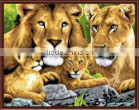 Hot sale handmade running horses tiger,lion painting animal oil painting by numbers pictures