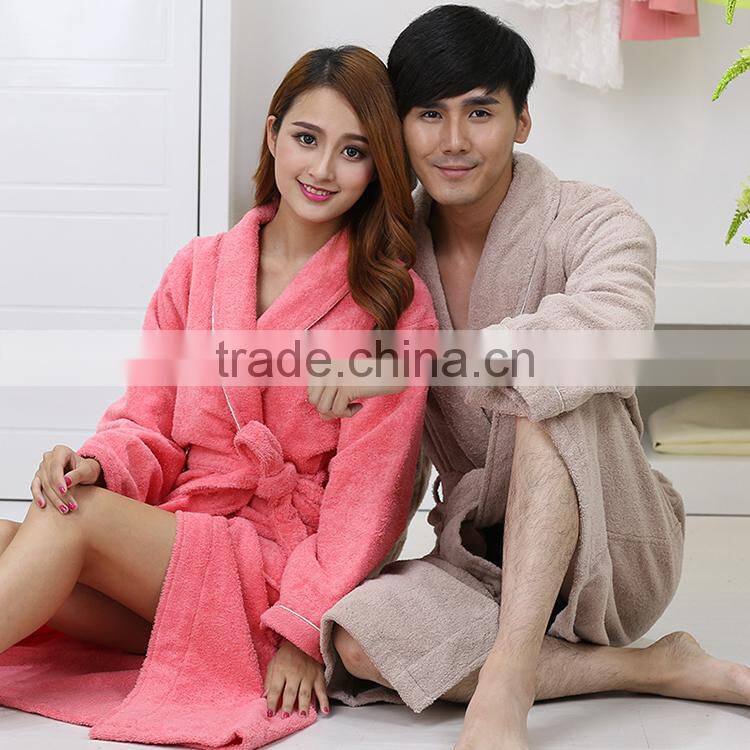 100% cotton fashion long sleeve comfortable bathrobe