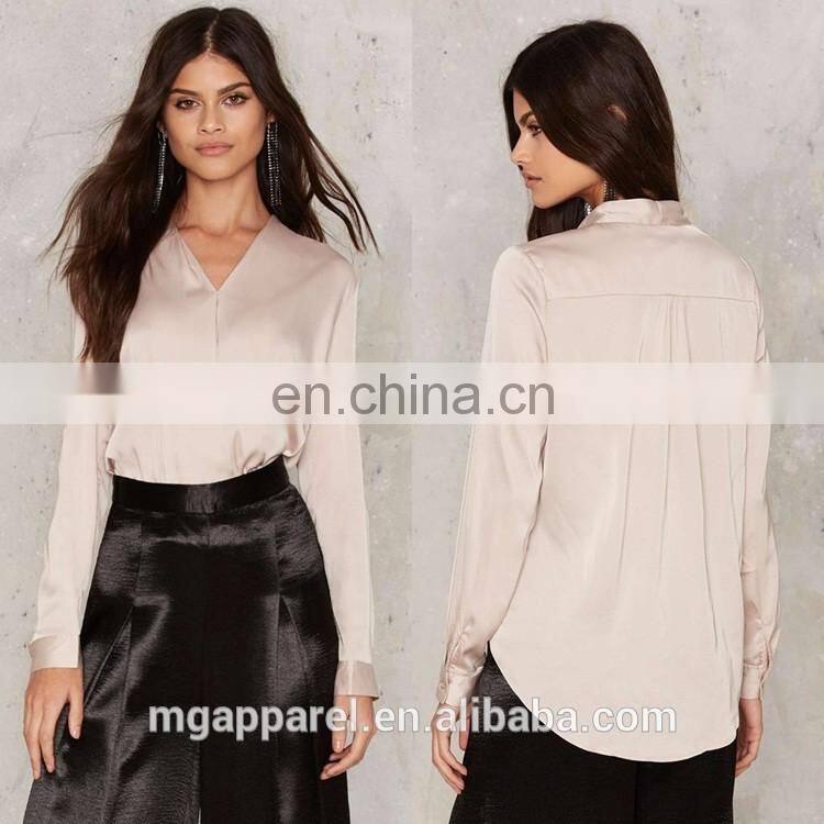New models blouses fashion designs satin blouses for women