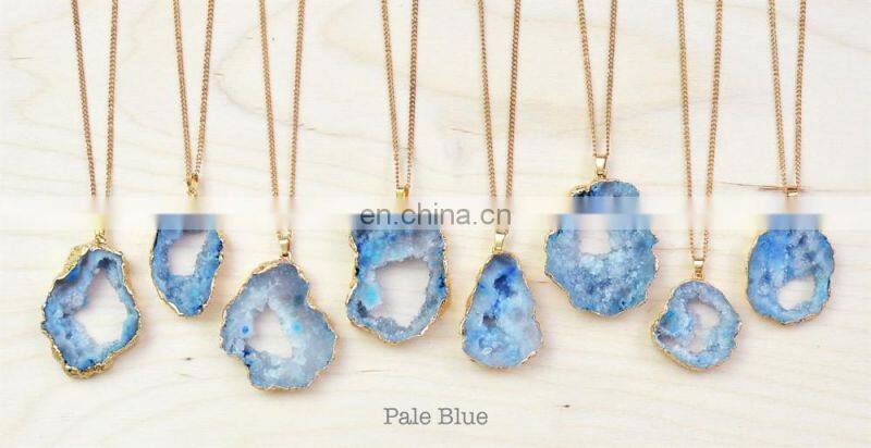Natural Agate Stone Splice Necklaces