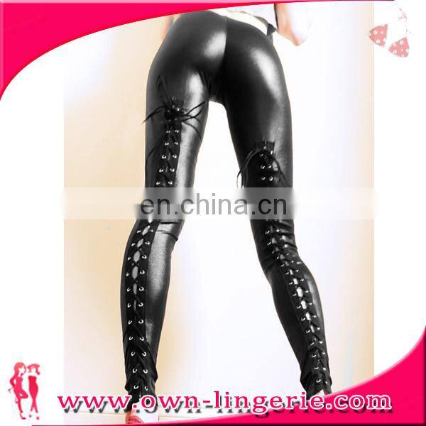 2016 Latest style PU leather women shiny leggings