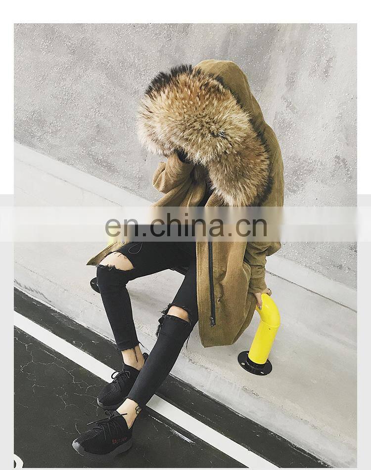 New Arrival Women Monochromatic Jackets and Winter Coats With Corduroy Fabric