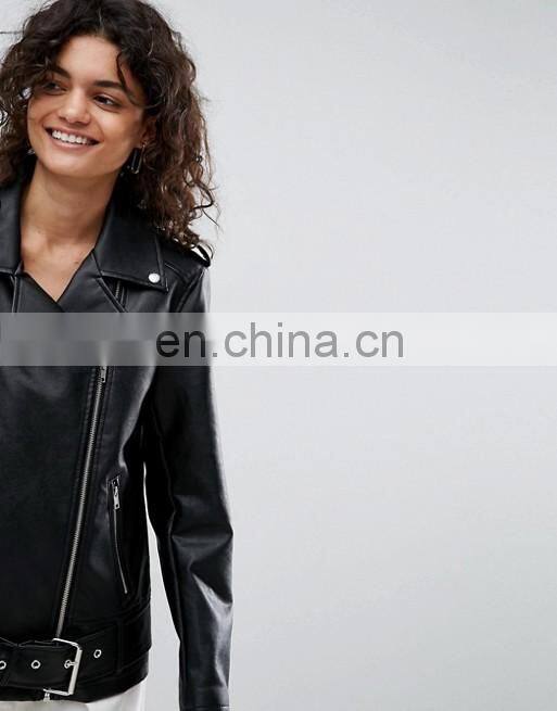 women popular designs custom pu leather jackets