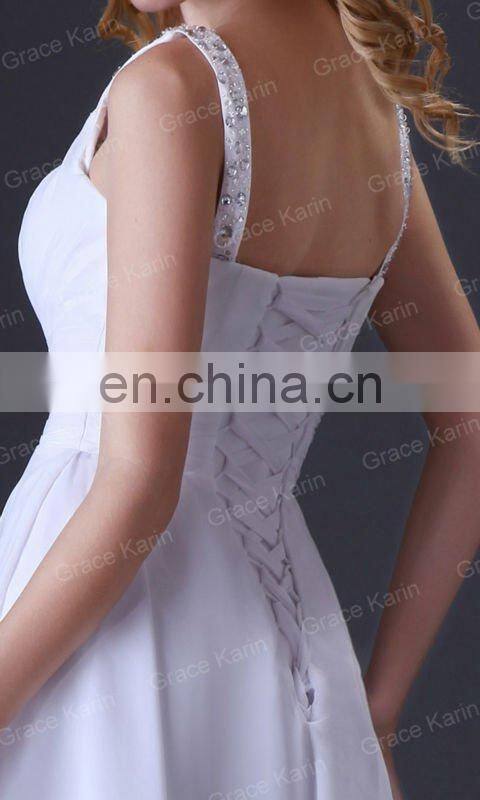 2015 Grace Karin Women's Special Occasion Bridesmaid dress Middle Thigh Length White Formal Bridesmaid Dress CL3470