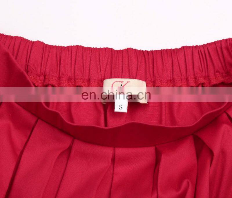 Grace Karin Women's Vintage Retro Pleated Red Cotton Summer Skirt 7 Patterns CL010401-7
