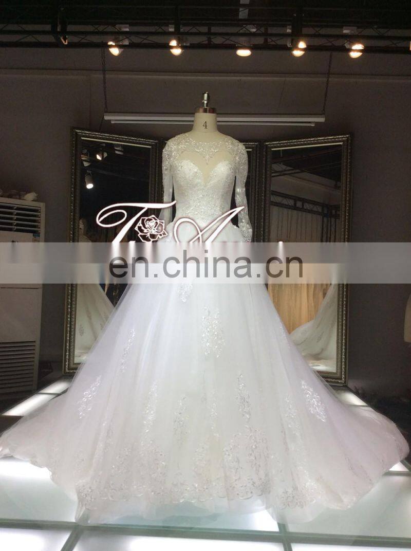 1A023 Arabia Style Appliqued Lace Wedding Gown Decoration Sweetheart A-Ling Big Ball Wedding Dress 2016