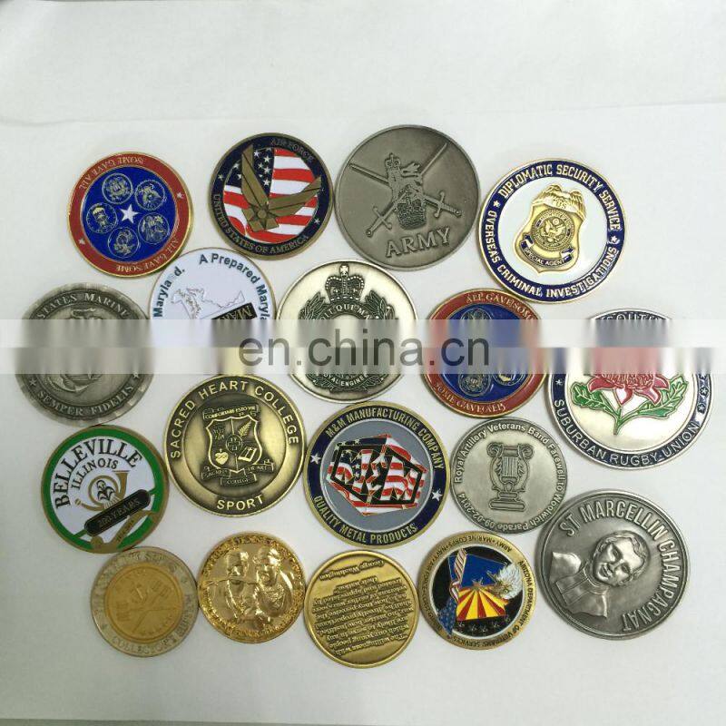 Zinc alloy material custom antique gold or silver coin as souvenir for association or army