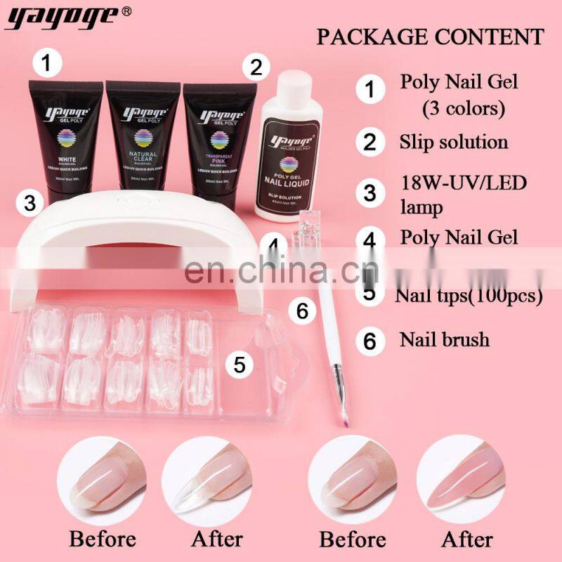 18W Lamp Nail Polish Kit Poly Gel Set For Kids