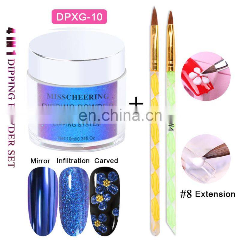 2019 new arrival holographic 10g glitter acrylic powder nail polish dipping powder with 12 colors