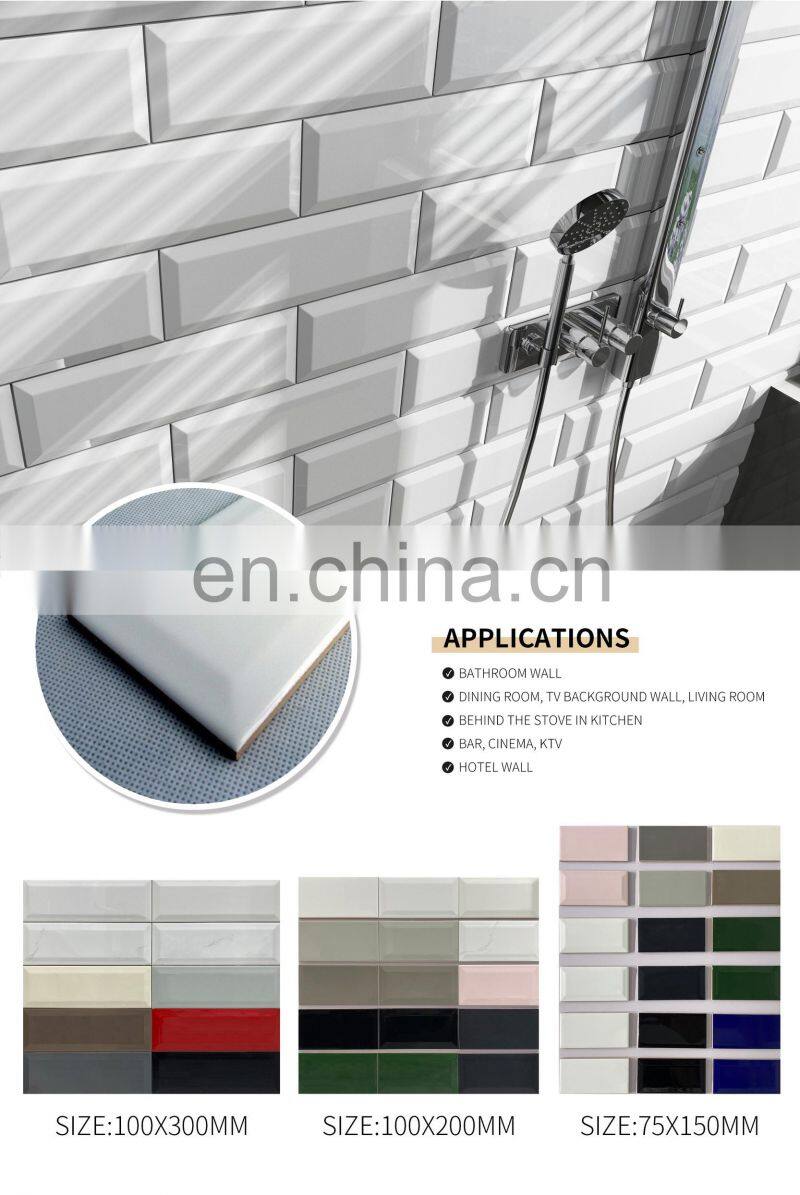 75x150 nero black flat,wavy,beveled edge ceramic glazed kitchen bathroom matte subway ceramic wall tile OW082