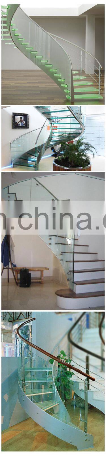 China Gold Supplier Modern Handrail Designs Stainless Steel Spiral Stairs Interior Staircase With Tread