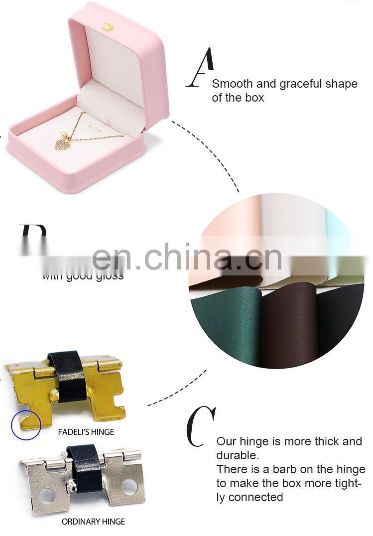Top sell custom logo pink pendant leather jewelry gift box pendent box