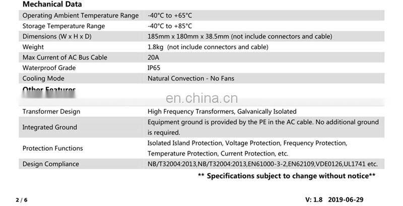 Max Output Power 700W Input 18V-50V Output 120V+230V SG700MD (Regular) Solar Power Micro Inverter