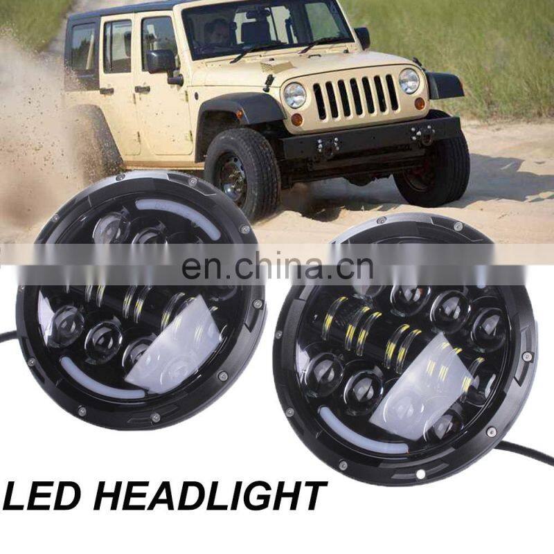 car lights led headlight with halo ring for jeep jk led head lamp