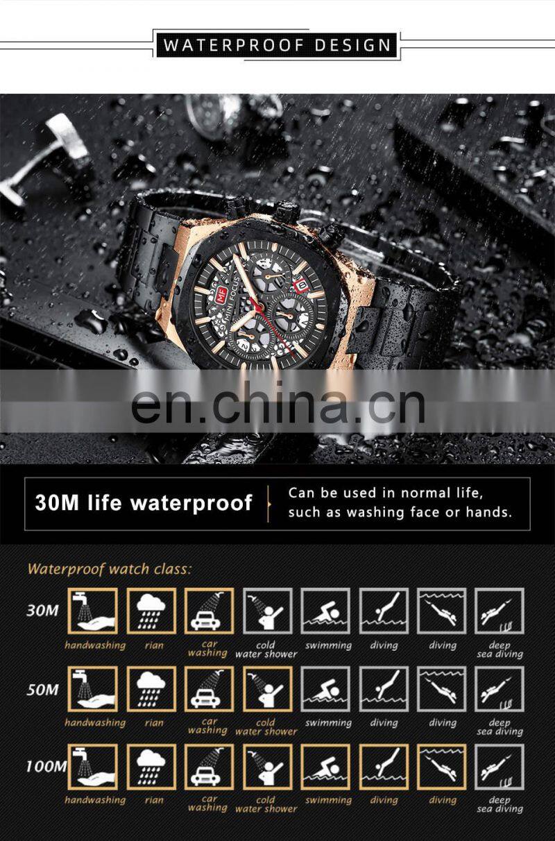 MINI FOCUS 0411G Mens Quartz Watches Stainless Steel Waterproof fashion luxury watches custom logo
