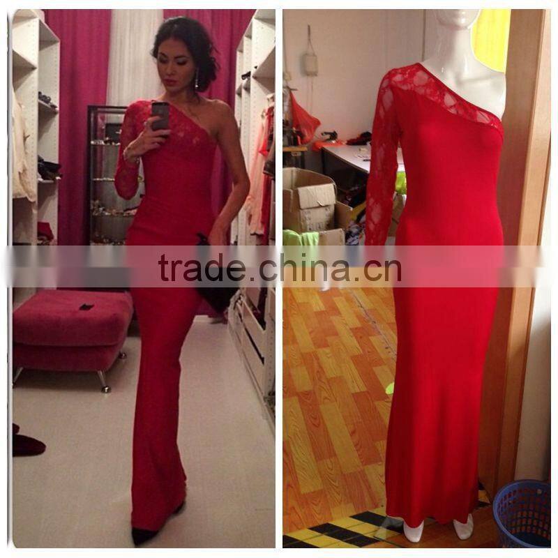 Ladie fashion dress Long Sleeve evening dress sexy free prom dress