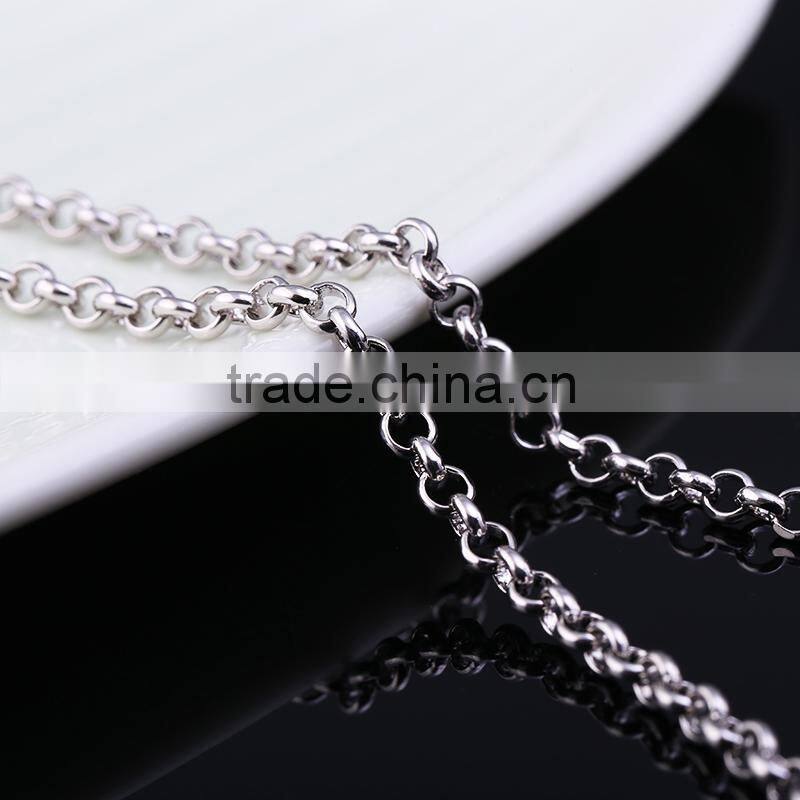 2015 wholesale fashion jewelry rhodium plated BL chain necklace