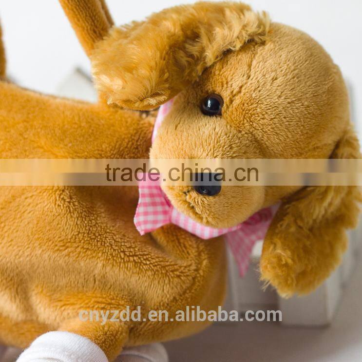 Cute Soft Plush Animal Bag/New Design Cuddly Toy Puppy Hand Zipper Bag/Plush Animal Handbag
