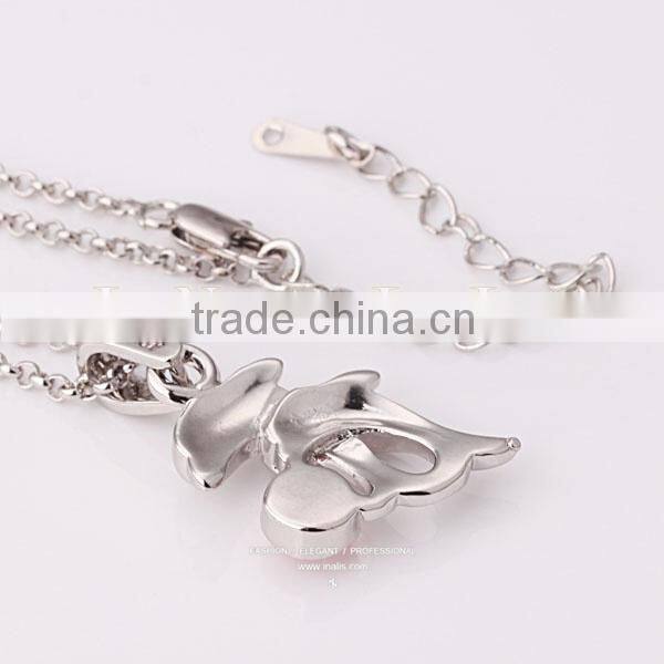 Hot sale marine-themed series, platinum plated pink crystal dolphin fashion neckalce 2013 LKN18KRGPN266