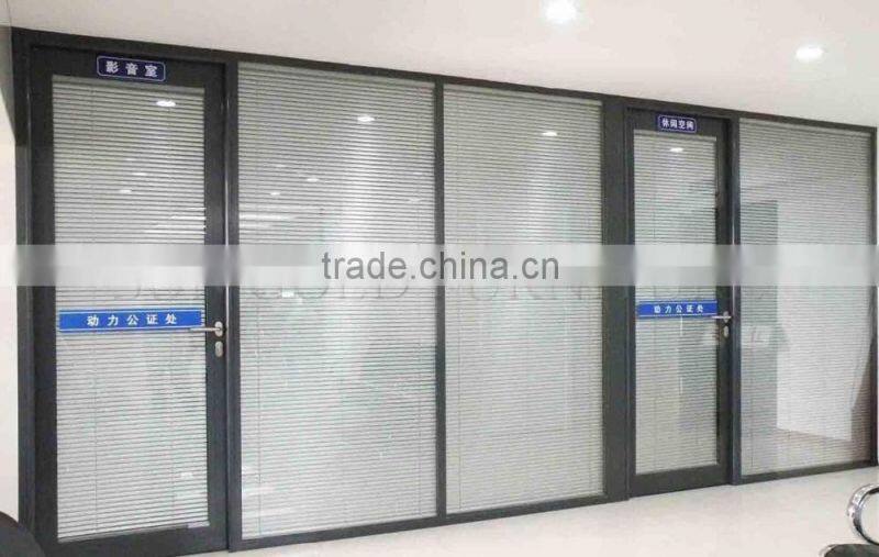 Latest model double glass partition sound proof partition wall with blind curtain inside ( SZ-WSP358)