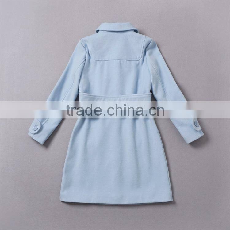 2014 hot selling slim fit high quality brands fashion woolen breasted crystal blue coat women G167