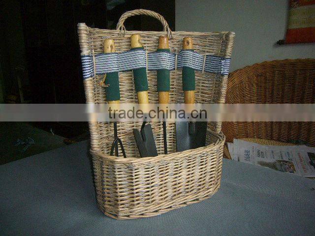2013 new style green wicker garden tools basket for sale