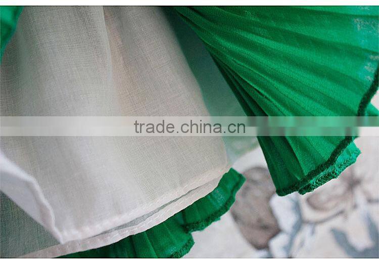 2015 new children chiffon skirt with white tshirt set cheap baby girls clothing set wholesale girls chiffon clothing