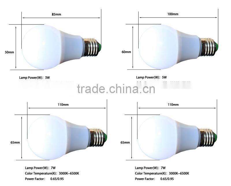 Pure aluminum Shell E26 E27 B22 5W 5630SMD LED bulbs A60 led bulb light
