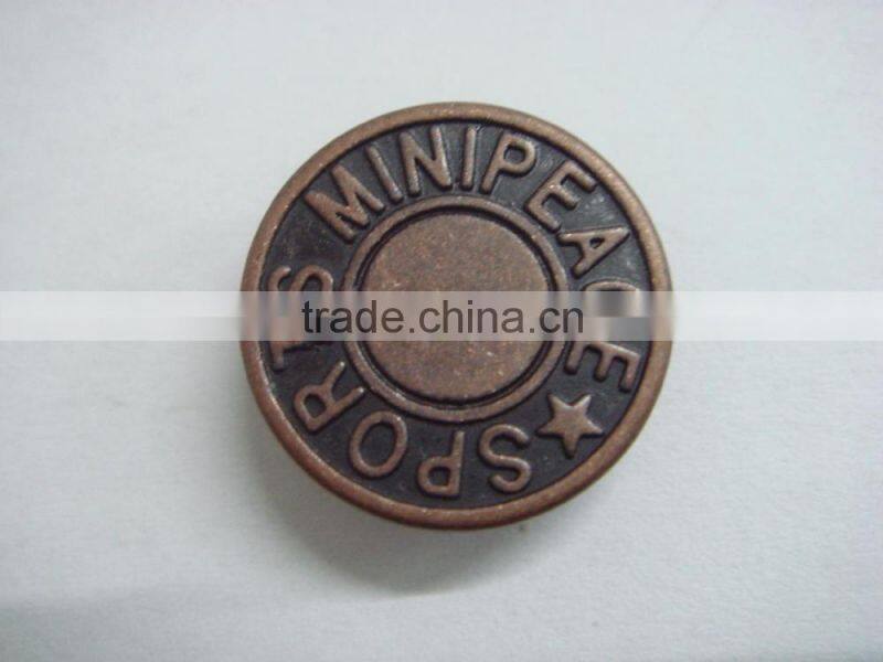 17mm popular sale metal brass button in apparel