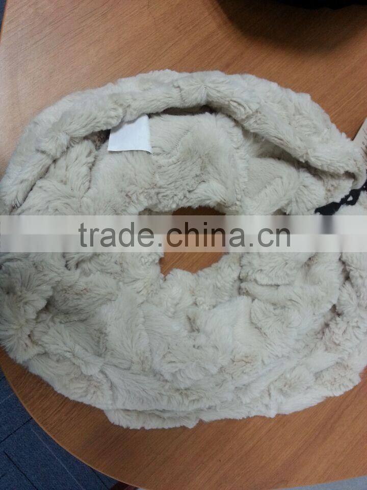 2015 New Fashion 100% Polyester Winter Faux Fur Snood ring scarf For Women Ladies fleece scarf