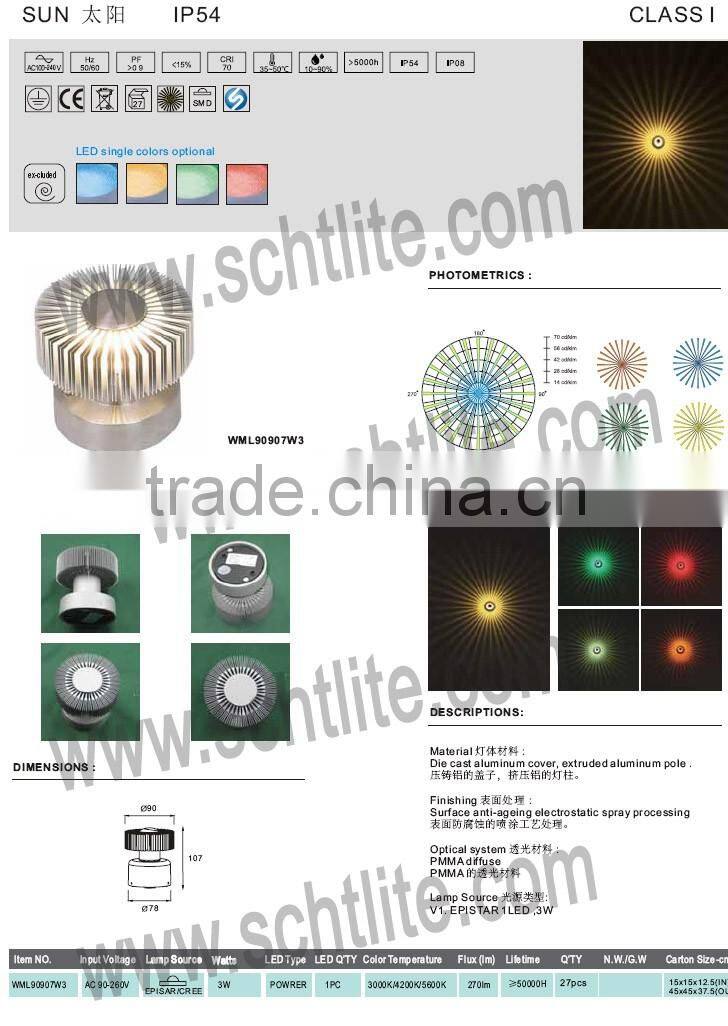 SUN High quality indoor outdoor led wall light