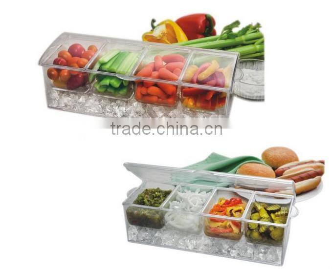 Condiments On Ice Container Chilled Ice Tray Plastic Square Condiments Acrylic Kitchen Condiments Container