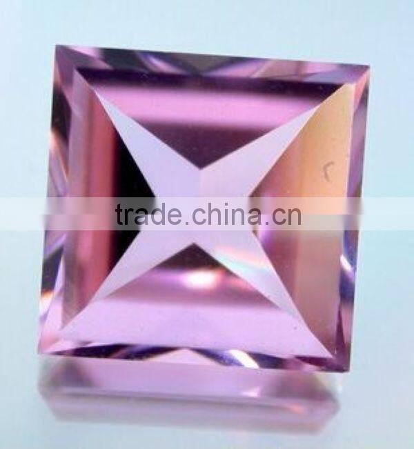 Hot seller purple glass princess cut cabochon gemstone