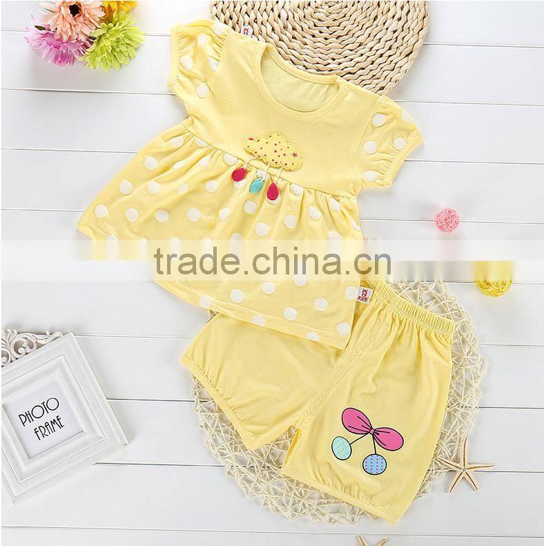 2016 Summer wholesale girls boutique cotton dress + short pants set kindergarten girl clothing baby girl boutique clothing sets