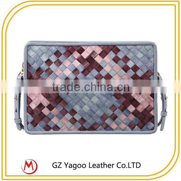 latest handicraft acrylic leather clutch bag