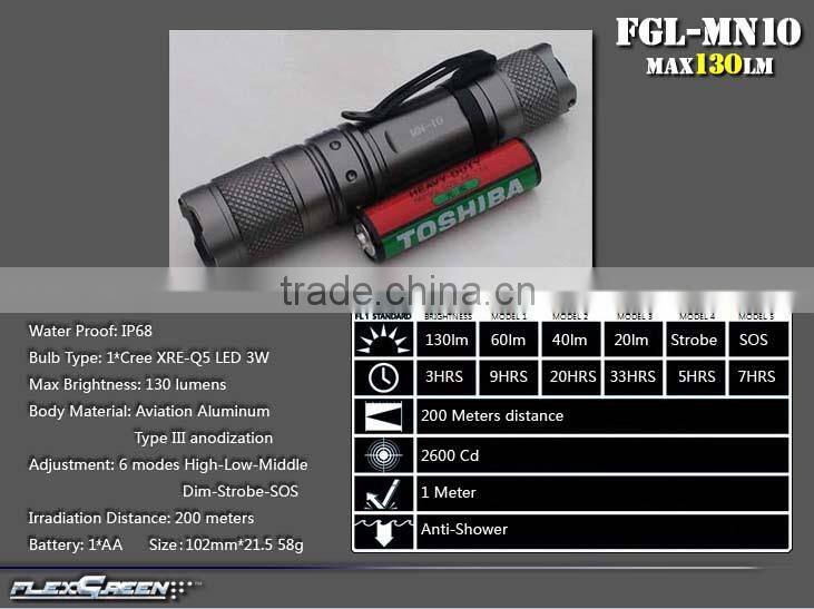 high brightness AA battery Q5 led mini edc flashlight