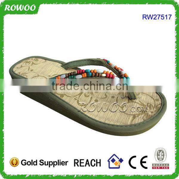 Best selling straw slippers,wholeale new bamboo flip flops slippers