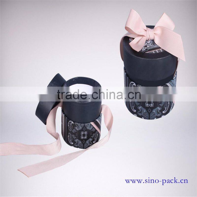 paper tube candle gift packaging box with ribbon
