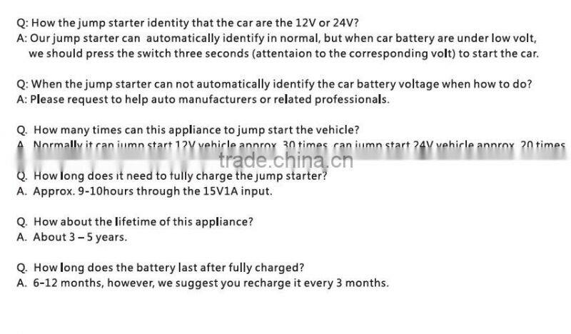 2016 30000mAh 24 volts car jump starter