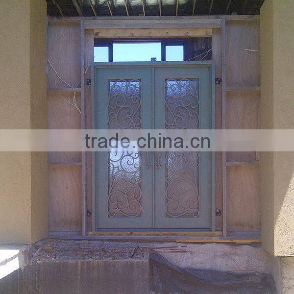 Top-selling entrance door wrought iron(clamp glass)