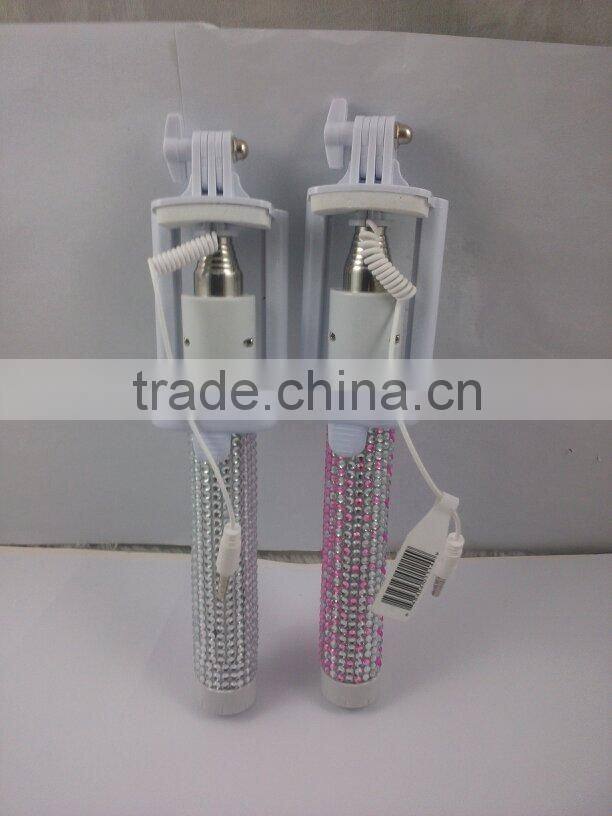 2015 zoom fashion selfie stick top quality unique design bling selfie stick