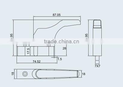 Aluminium door pull handle DTA014