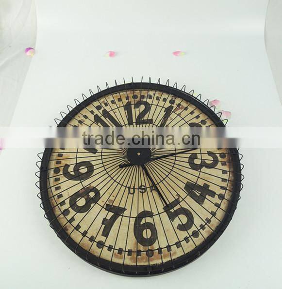 French antique black iron wall clock for home decor