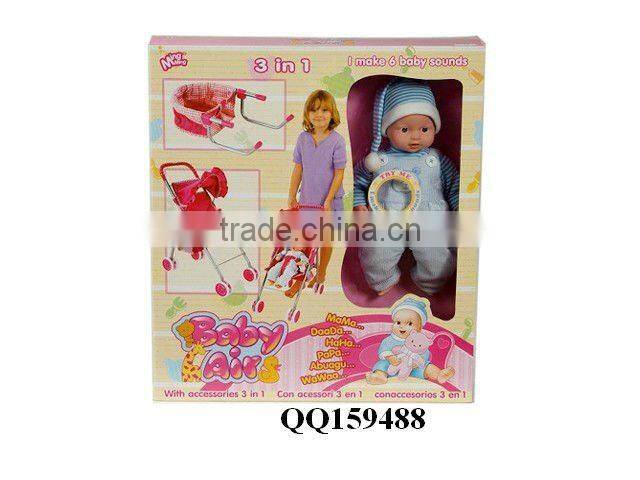 16 inch lovely baby doll with IC-papa,mama,cry laugh
