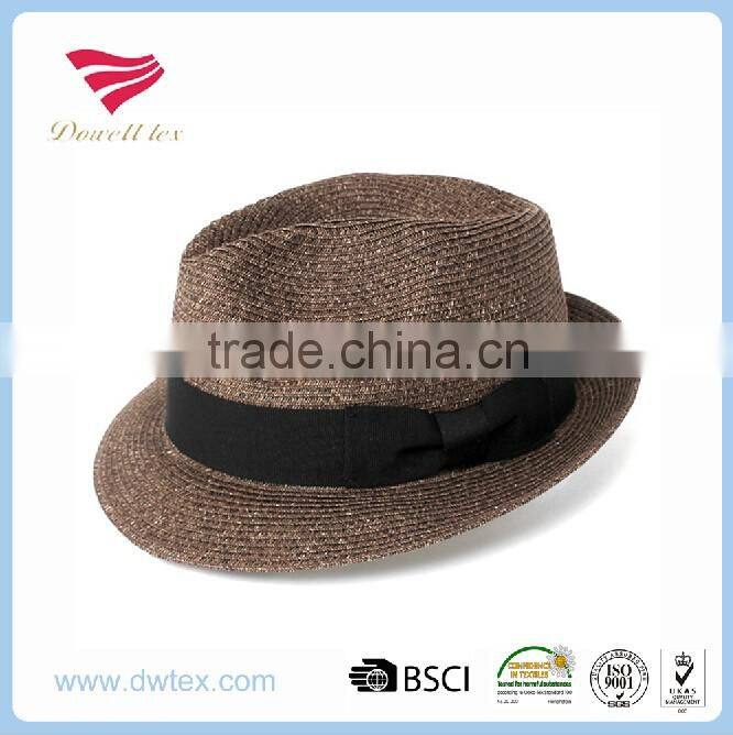 New Arrive 100%Nature Straw Material Dark Brown Trilby Vintage Fedora Hats