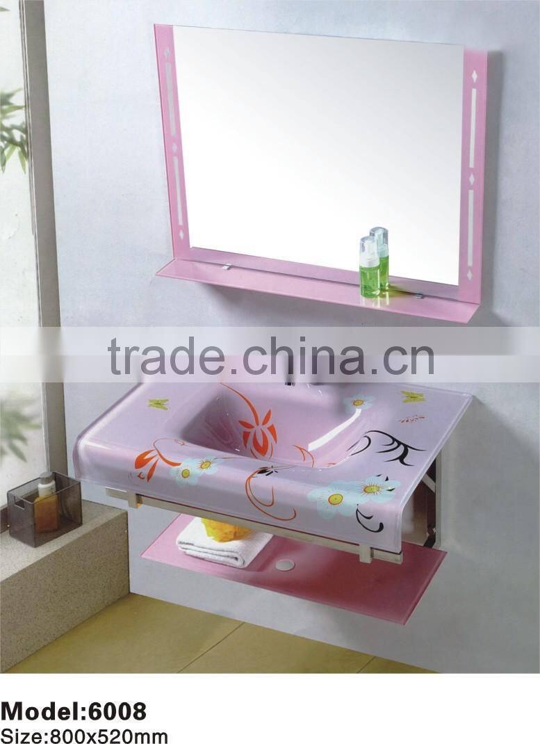 New design flower shape thick transparent and cheap bathroom glass basin(WMD-08)