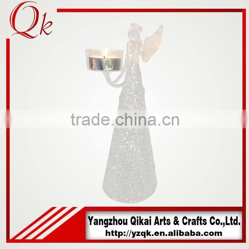 Factory outlet price glass angels glass crafts with candlestick